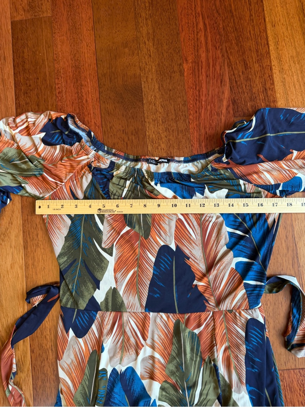 Fashion Nova One-Shoulder Tropical Maxi Dress in Navy, Olive & Rust - Picture 5 of 8